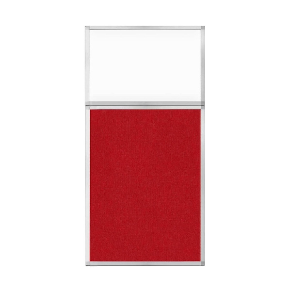 Hush Panel Configurable Cubicle Partition 3' x 6' W/ Window Red Fabric Clear Window